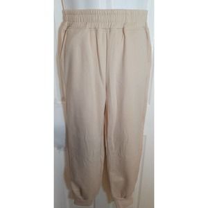 Yovela Women's High aisted baggy Sweatpants w/Pockets Biege Small